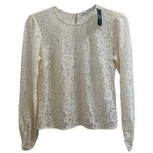 NWT Abercrombie & Fitch Full Lace Long-sleeve White Top  New XS